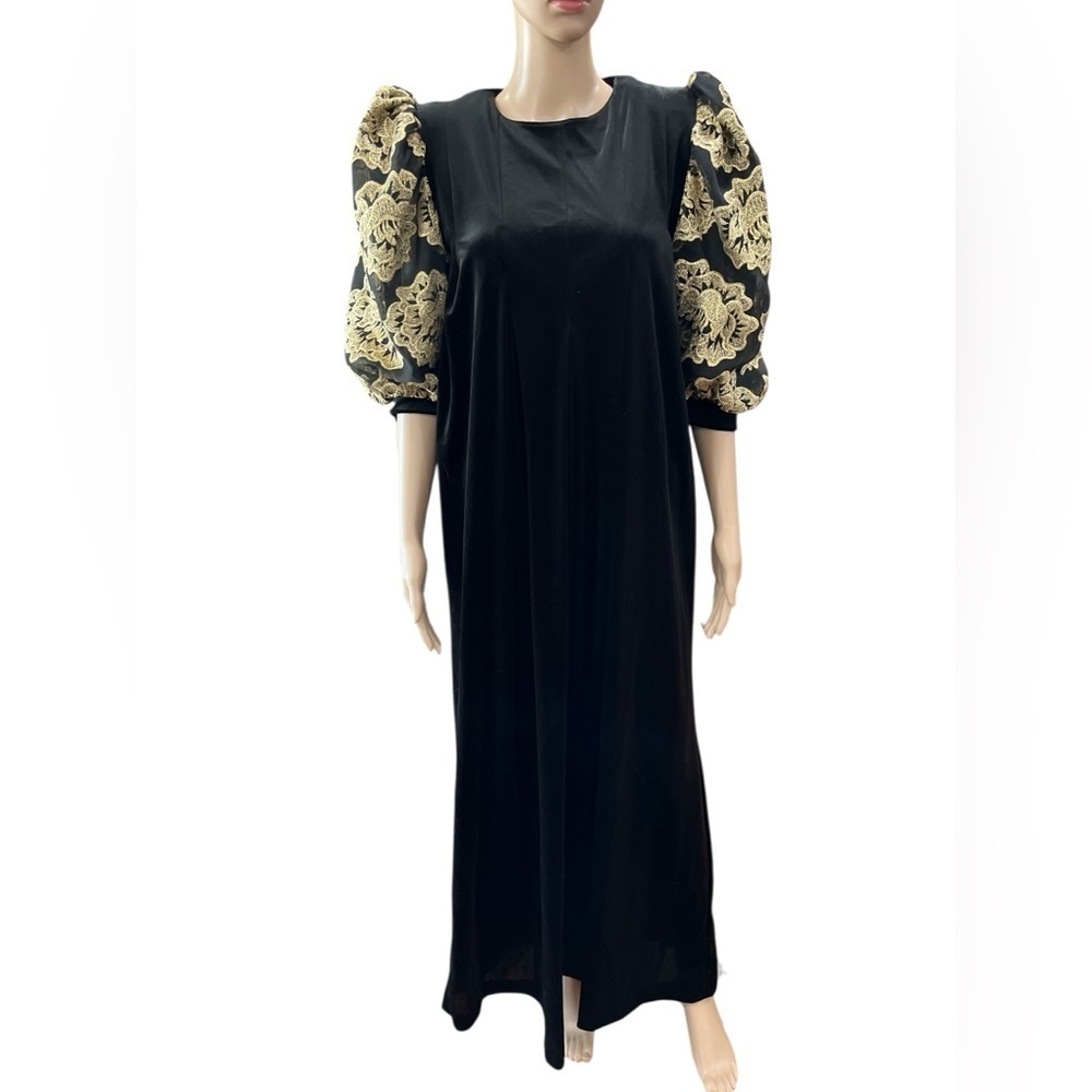 Cocktail dress David Brown Velvet gold puff Sleeves